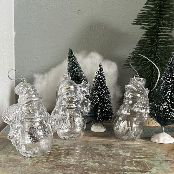 glazen kerstbal sneeuwpoppen set van drie Label25