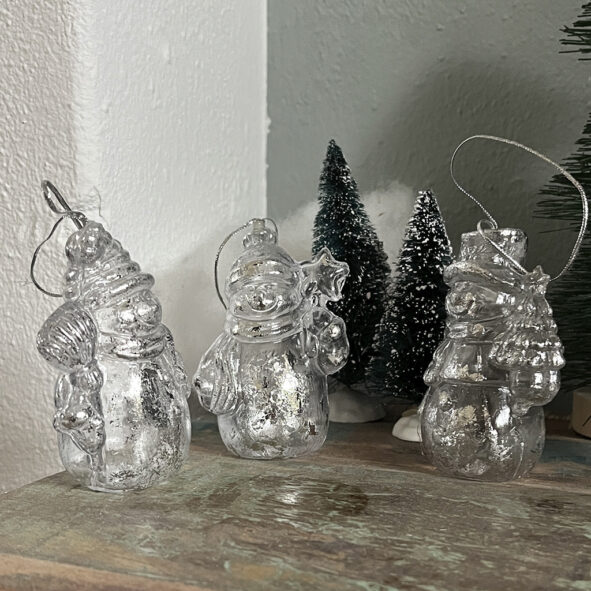 glazen kerstbal sneeuwpoppen set van drie Label25