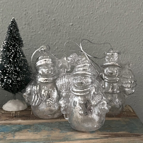 glazen kerstbal sneeuwpoppen set van drie Label25